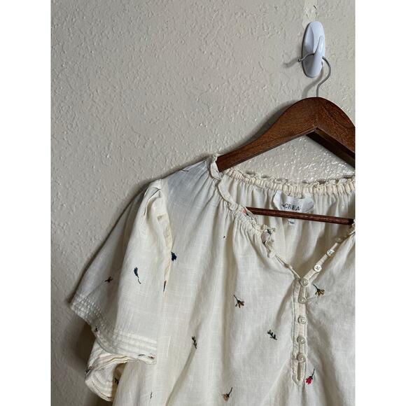 The Great. Fluter Sleeve Chime Top Womans Small Cream Embroidered - Picture 4 of 9